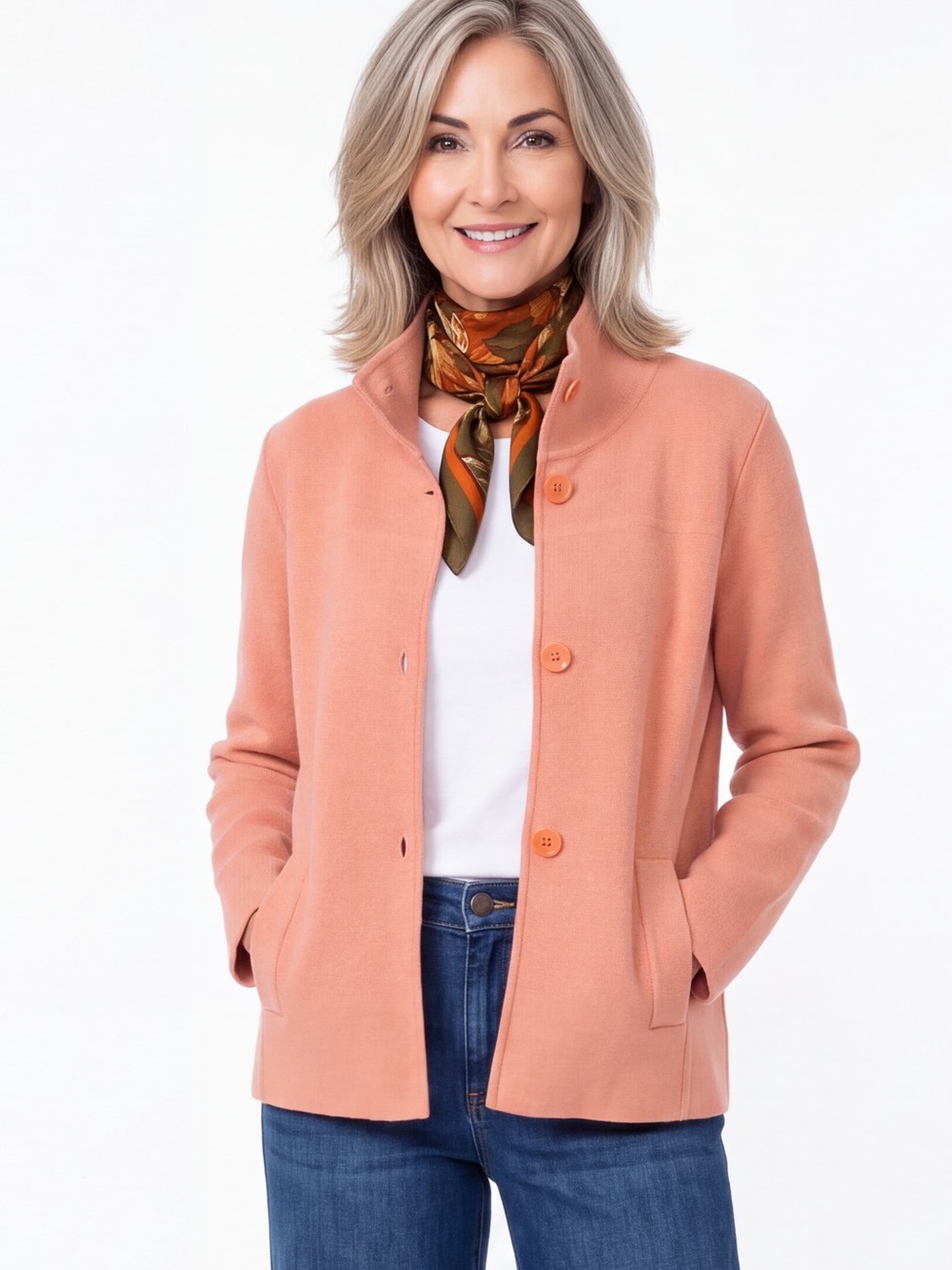 Talbots Soft Salmon Pure Merino Wool Cardigan Blazer Jacket